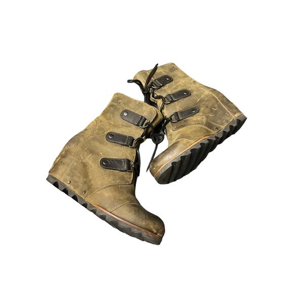 Sorel Women's Size 8 Joan of Arctic Wedge II Quarry Green Grey Black Booties - Picture 3 of 7